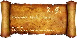 Koncsek Györgyi névjegykártya